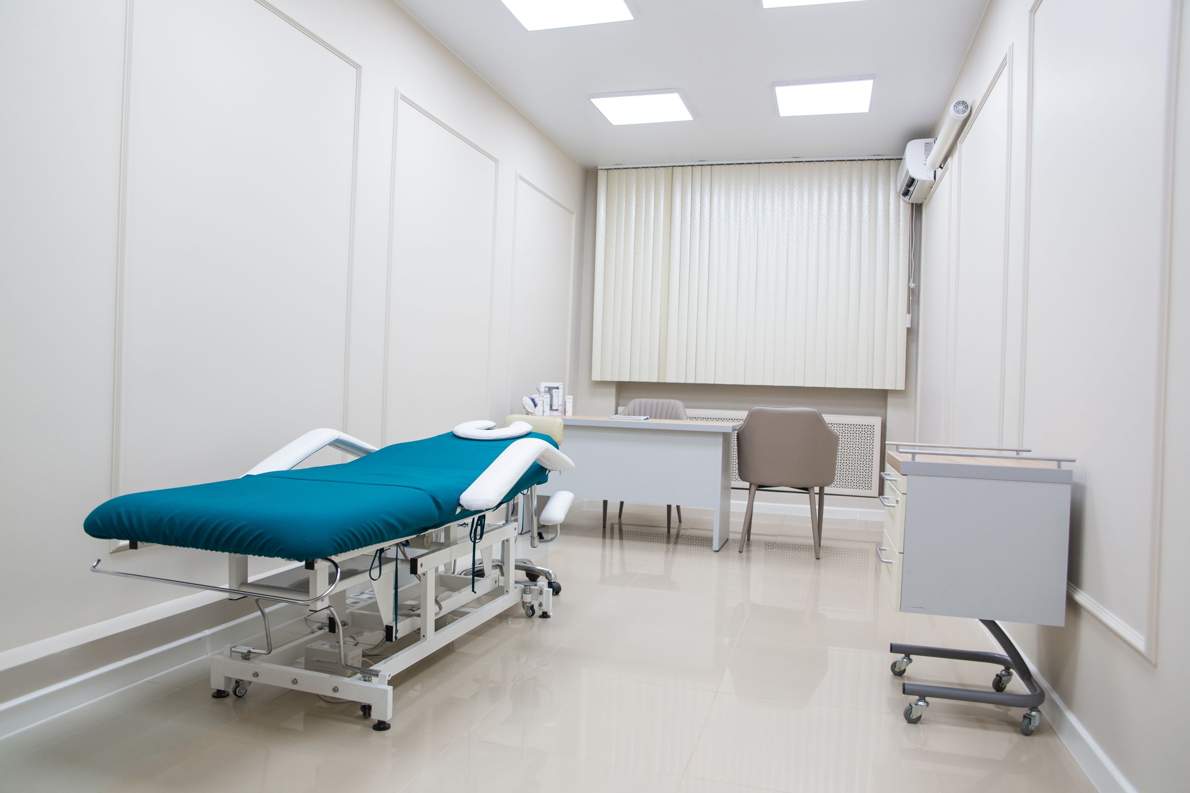 A calm treatment room with soft light